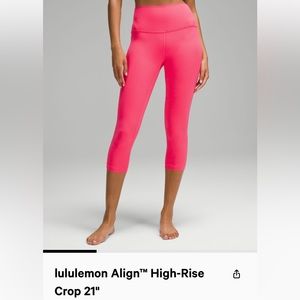 NWT. Lululemon align high rise crop 21” leggings.